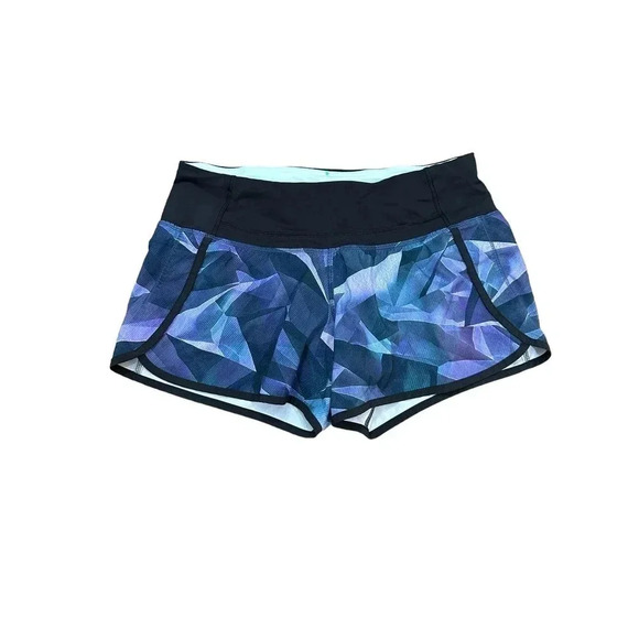 Lululemon Women's Multi Black Pull On Run Times 4" Pretty Prism Short Size 4 - Picture 2 of 5